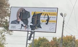 Un panou electoral al Maiei Sandu vandalizat la Ocnița