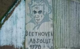 Portretul uriaș al lui Beethoven realizat cu ajutorul unui tractor pe un cîmp