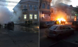O mașină a luat foc pe strada Alexandru cel Bun din Capitală VIDEO