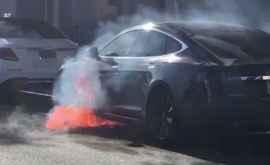 Mașina Tesla condusă de regizorul Michael Moriss a luat foc din senin 