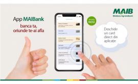 Новинка от Moldova Agroindbank Открой карту MAIB прямо со своего мобильного телефона