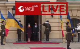 Ceremonia de întîmpinare a președintelui Maia Sandu la Kiev LIVE