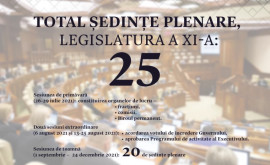 De la începutul legislaturii a XIa Parlamentul sa întrunit în 25 de ședințe plenare