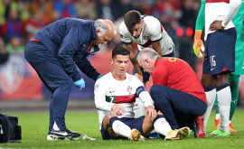 Cristiano Ronaldo umplut de sînge în timpul meciului Cehia Portugalia