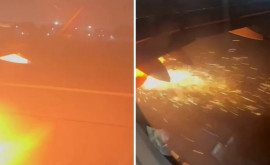 Турбина самолета взорвалась во время взлета и попала на видео