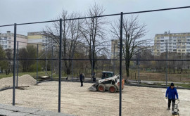 În curtea liceului Dacia din capitală este amenajat un nou teren de baschet 