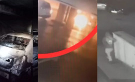 Momentul incendierii mașinii soției soției avocatului Alexandru Grosu surprins în video