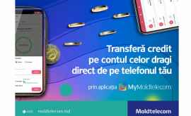 Moldtelecom запустил новую услугу Transfer Credit доступную в приложении MyMoldtelecom