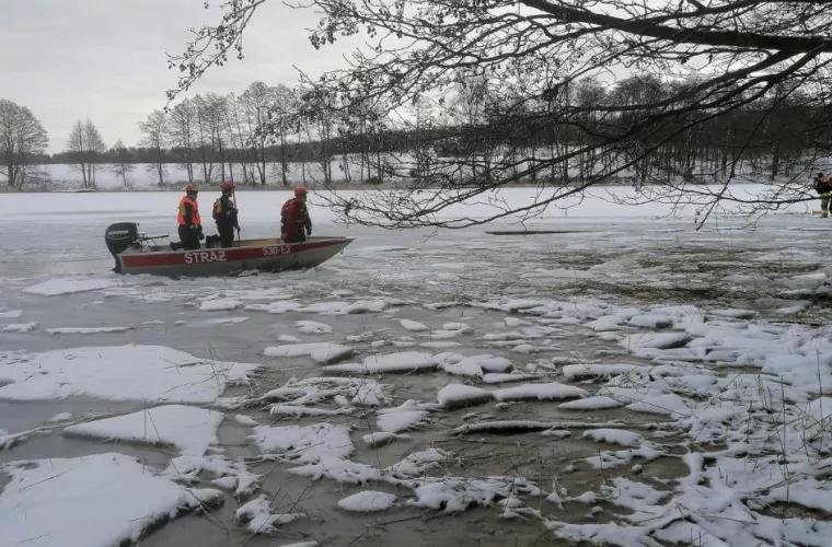 Turmă de cerbi prinsă sub gheața unui lac înghețat în Polonia