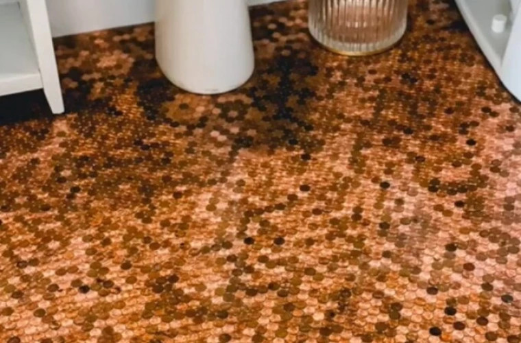 O femeie din SUA a lipit 7.700 de monede pe podeaua din baie
