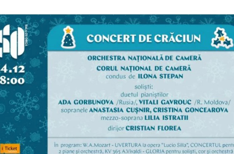Un Concert de Crăciun va avea loc la Sala cu Orgă