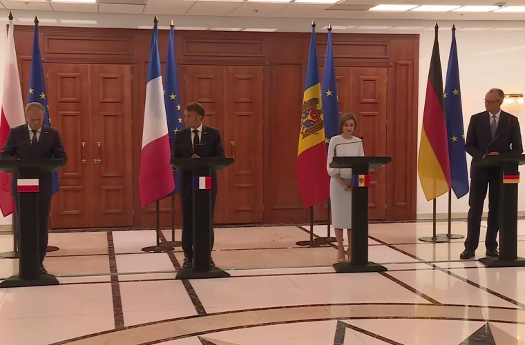 Liderii europeni și Maia Sandu, conferință de presă și discursuri de Ziua Independenței la Chișinău